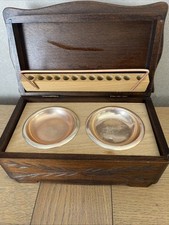 Antique Cigarette Tobacco Box with 2 Ashtrays - Wood - 1950s