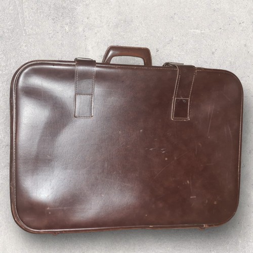 Ancienne valise cuir marron - cuir,