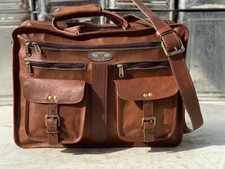 Valise de voyage vintage en cuir pour hommes sac à bagages bandoulière sac po...
