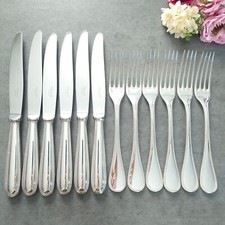 Christofle Perles 12pcs Silverplate Flatware Table Knife Fork Excellent