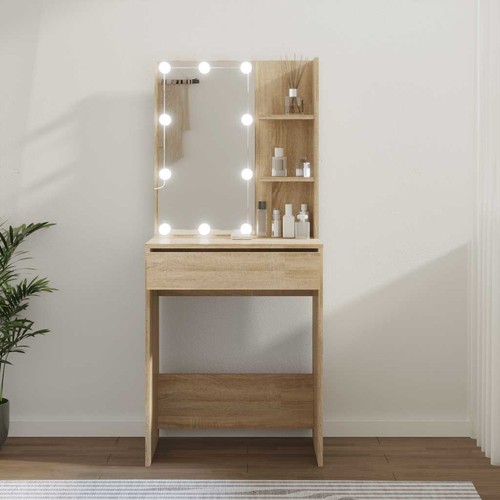 Coiffeuse avec led sonoma gris - coiffeuse,