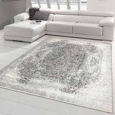 Tapis abstrait Oriental pour Salon | aspect soie brillant | gris orange