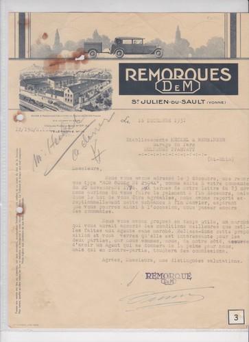 Facture courrier 1931 - ,