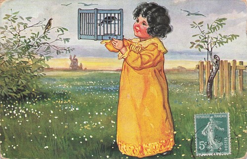Illustree petite fille - fille, cage