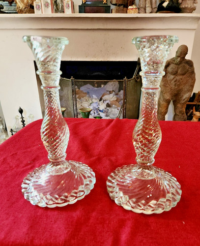 Paire bougeoirs anciens en - de,