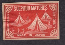 Antique Match Tag Japan BN124813 Military Tent 