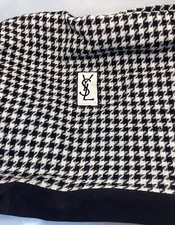 VTG Large YSL YVES SAINT LAURENT Foulards Houndstooth Scarf Shawl France 54”x52”