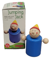 Haba Blue Wood Wooden Clown Rattle With Small Bell For Babies Made In Germany