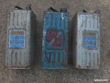 Lot de 3 ancien bidons d'essence / pétrole de 5 litres
