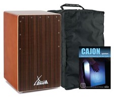 Cajon Percussion Batterie à Main Tambour Bois de L'ébénier Marron Housse Set