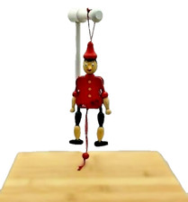 Ancien pantin bois marionnette rouge Pinocchio italie 20 cm env