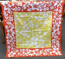 Album by Kenzo France Hibiscus Flower Scarf Cotton Orange & Yellow 33.5" Sq  T71