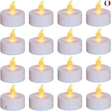  Lot de 24 bougies chauffe-plat sans flamme à piles - Lumière jaune chaude - L 