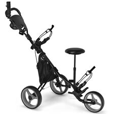 Chariot de Golf à 3 Roues Pliable avec Frein Poignée Hauteur Réglable Porte-par
