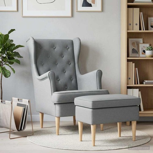 Fauteuil avec pouf tissu - fauteuil,