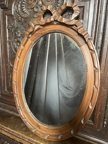 Miroir ovale bois sculpté - bois,