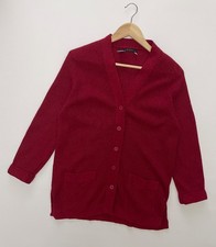 Cardigan femme collection péruvienne 100% alpaga boucle tricot rouge bordeaux...