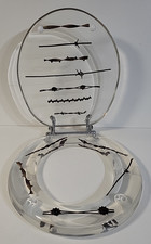 Vtg Lucite Acrylic Resin Clear Barbed Wire Toilet Seat See-Thru Man Cave Ranch