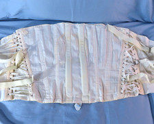 VTG Camp Corset Back Brace WHITE/IVORY Snaps/Hooks STEAMPUNK Bustier Festival 48