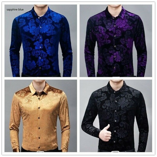 Hommes velours chemise floral - hommes,