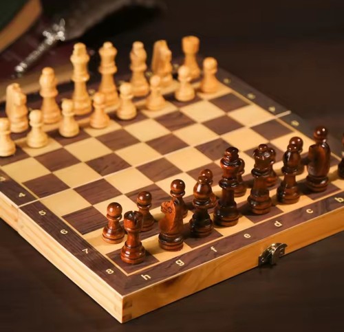 Jeu échecs bois pliable - en,