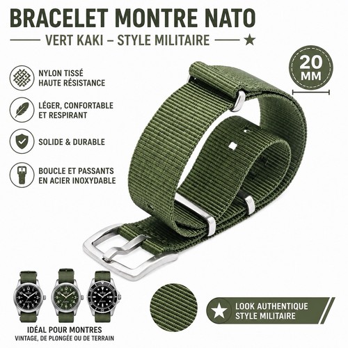 Bracelet montre nato vert - bracelet,