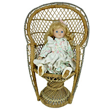 Emmanuel Model Rattan Chair Porcelain Doll - Floral Dress
