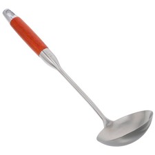 louche : louche à soupe en acier inoxydable avec manche en bois,