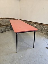 Table De Cantine En Formica Rose 1960 Mullca 2m10 Marcel Gascoin 