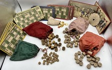 Large Lot of Lottery, Poor Wood & Boxwood Pawns - 19th Century/Early 20th Century