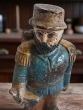 Statuette bois polychrome soldat guerre vintage 60 70
