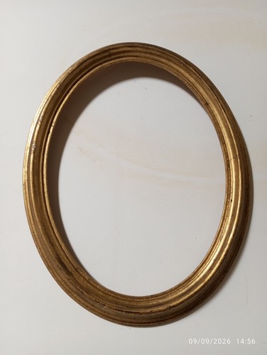 Ancien cadre oval doré - , en