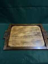 Grand plateau ancien en bois sculpté Vintage Art Déco