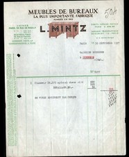 MONTREUIL-sous-BOIS / PARIS (93 / XII) USINE de MEUBLES de BUREAU "L MINTZ" 1937