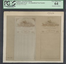 Belgium -  Lloyd Royal Belge 40 Frank 19-7-1916  Photographic Proof Uncirculated