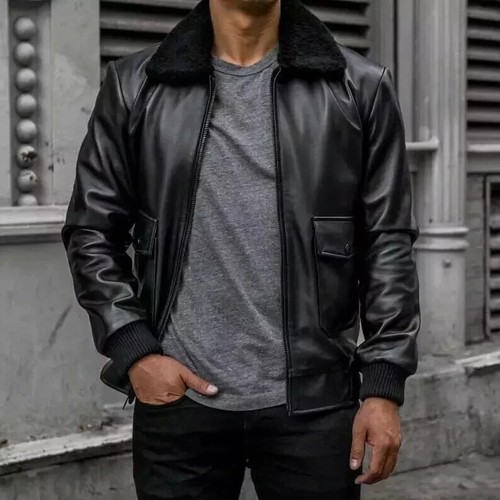 Veste cuir col - veste, en