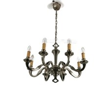 Vintage chandelier 8 lights arm Pewter Massive Design Belgium Fixture Pendant La