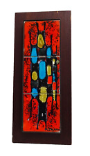 VINTAGE BELARTI WALL ART CERAMIC TEAK SIGNED RETRO ABSTRACT TILES