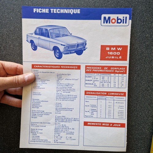 Bmw 1600 jubilé fiche - bmw,