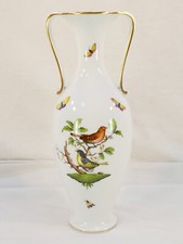 HEREND HUNGARY ROTHSCHILD Vase a double anses en porcelaine décor aux oiseaux
