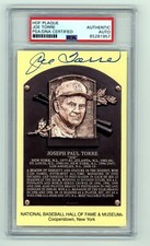 Joe Torre Signed Yellow HOF Plaque Post Card w/ Induction Day Stamp PSA Auto