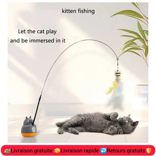 Jouet interactif chat plume