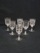 6 port glasses in Baccarat crystal engraved Greek engraving 1900 