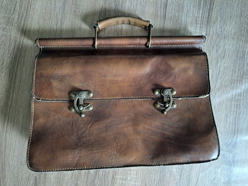 Ancien cartable cuir - ancien, en
