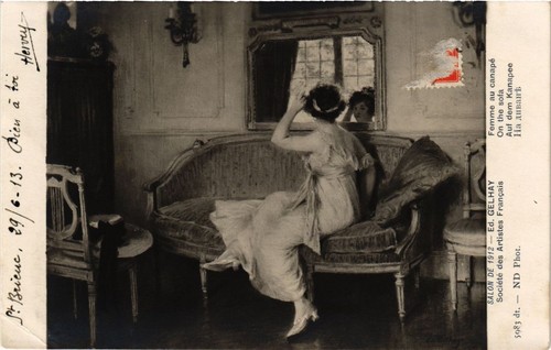 Old postcard salon - salon, of