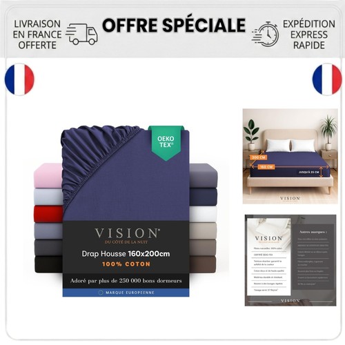 Drap housse 160x200 coton - drap-housse,