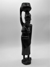 AFRICAN ART: WOODEN SCULPTURE / WATER CARRIER STATUE EBENE MALI SENEGAL?
