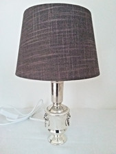 Lampe en métal argenté vase