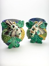 Pair of Antique Chinese Ceramic Chinese Vase Wall Bouquet Boxes 19th Century
