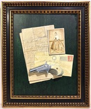TROMPE L'OEIL PAINTING Letter Photograph Derringer Pistol BIG STONE GAP VIRGINIA